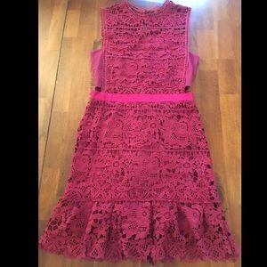 Cranberry Dress - Bandeau with Lace Overlay